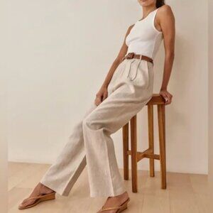 NEW Reformation Vesta Linen Pant Sz0/4p Oatmeal